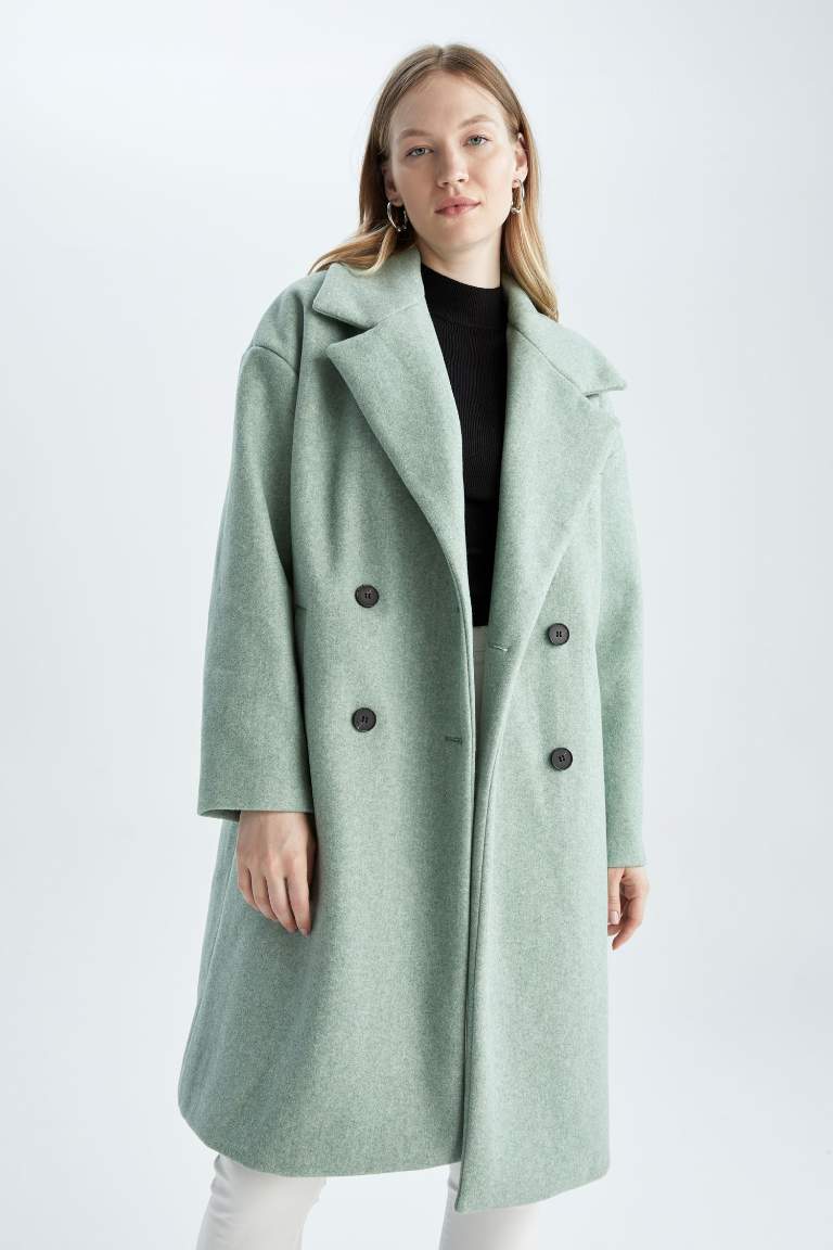Oversize Fit Kaşe Kaban