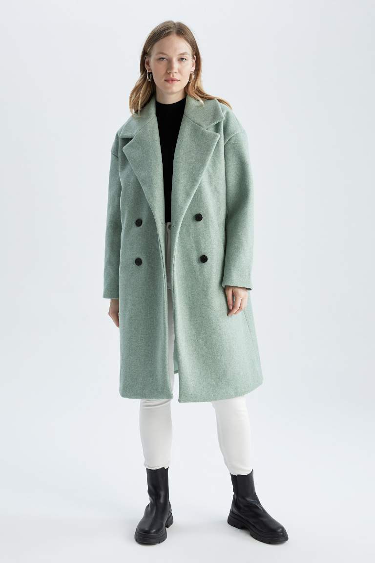 Oversize Fit Kaşe Kaban