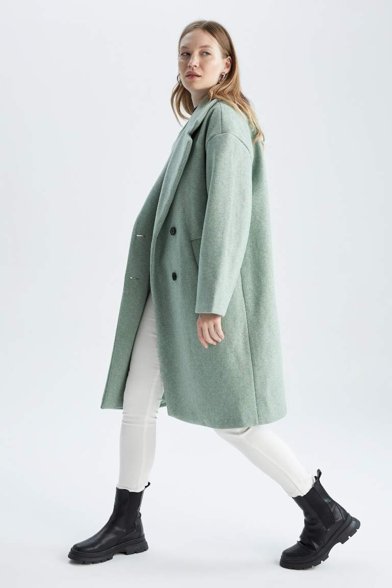 Oversize Fit Kaşe Kaban