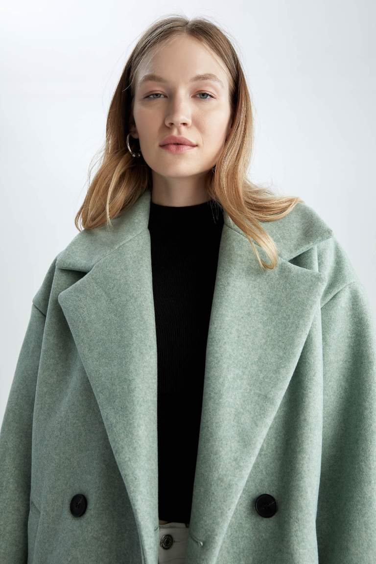 Oversize Fit Kaşe Kaban
