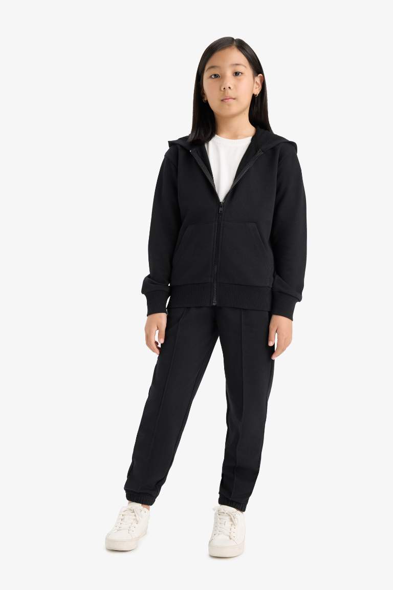 Kız Çocuk Beli Lastikli Basic Düz Jogger Eşofman Altı