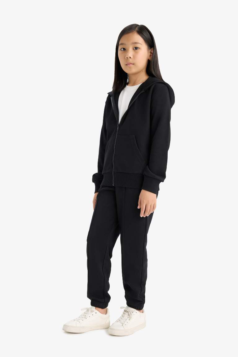 Kız Çocuk Beli Lastikli Basic Düz Jogger Eşofman Altı