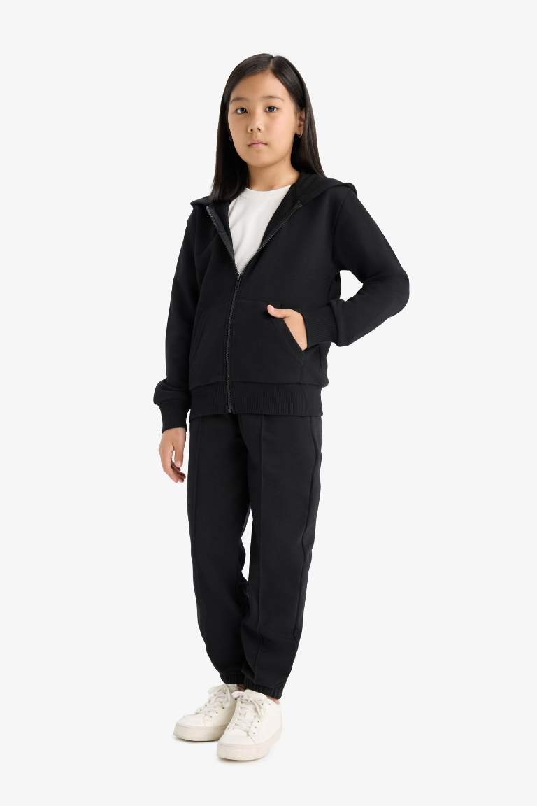 Kız Çocuk Beli Lastikli Basic Düz Jogger Eşofman Altı