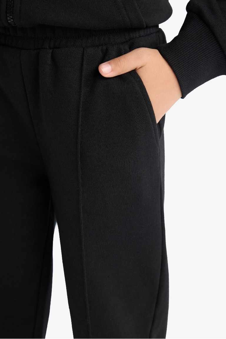 Kız Çocuk Beli Lastikli Basic Düz Jogger Eşofman Altı