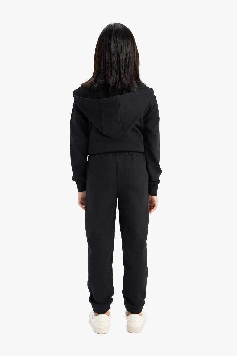 Kız Çocuk Beli Lastikli Basic Düz Jogger Eşofman Altı