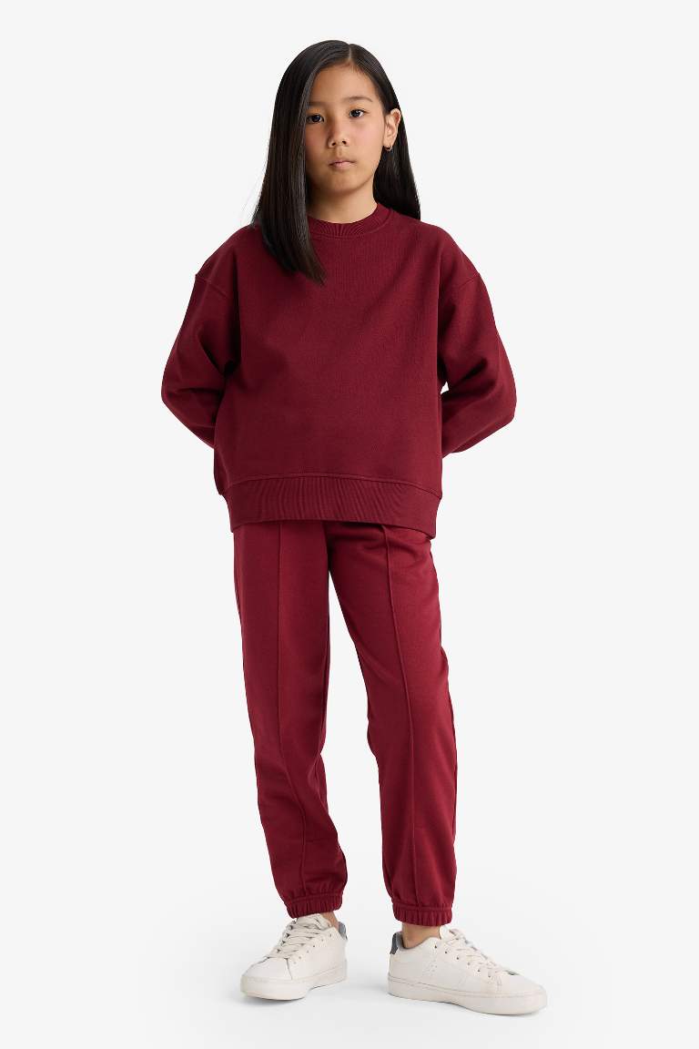 Kız Çocuk Beli Lastikli Basic Düz Jogger Eşofman Altı