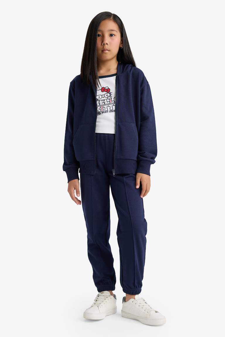 Kız Çocuk Beli Lastikli Basic Düz Jogger Eşofman Altı