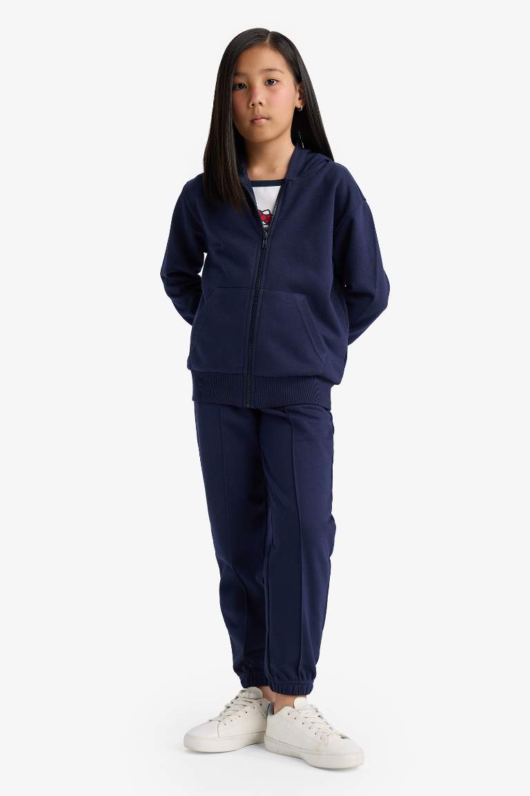 Kız Çocuk Beli Lastikli Basic Düz Jogger Eşofman Altı