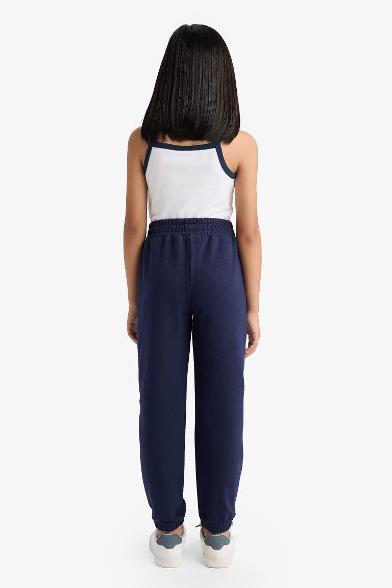Kız Çocuk Beli Lastikli Basic Düz Jogger Eşofman Altı