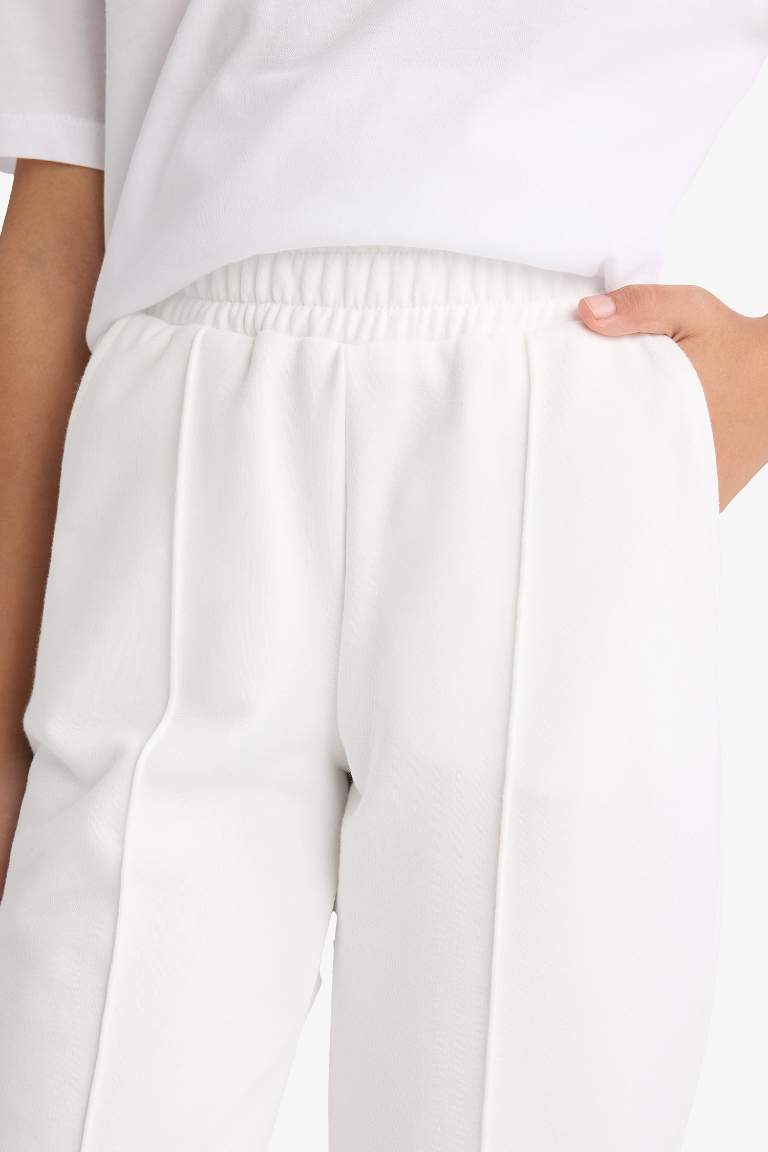 Kız Çocuk Beli Lastikli Basic Düz Jogger Eşofman Altı