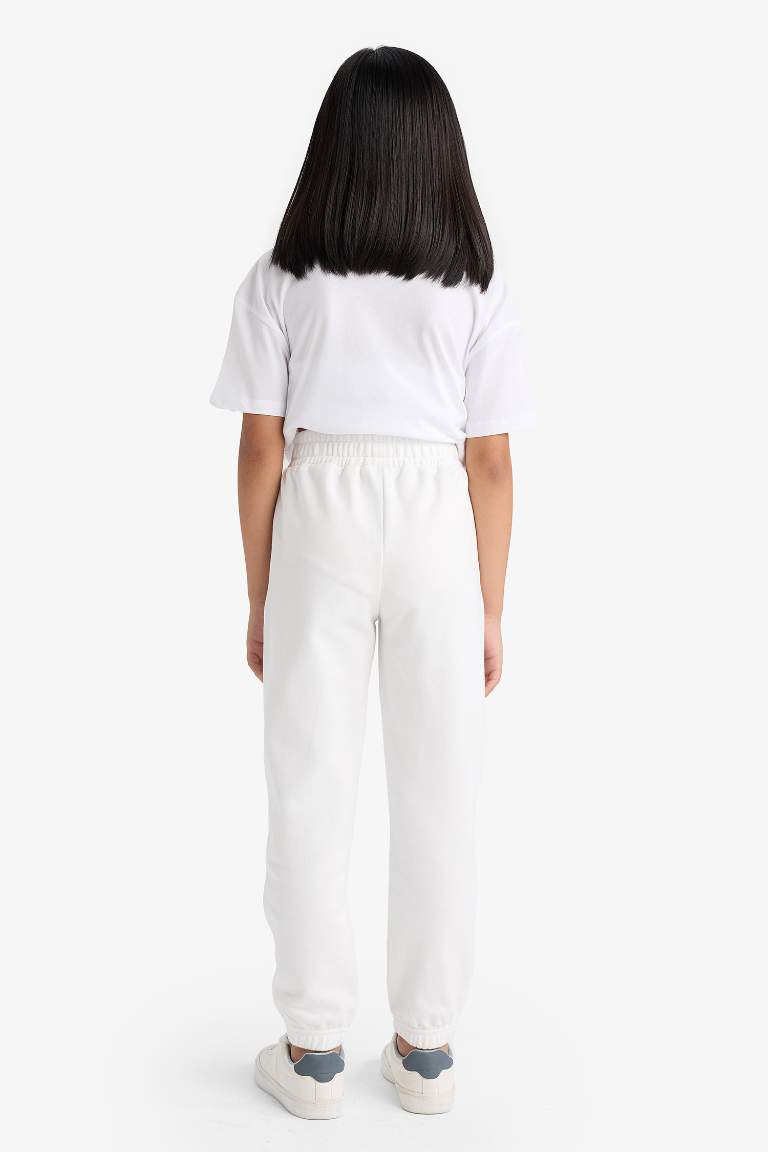 Kız Çocuk Beli Lastikli Basic Düz Jogger Eşofman Altı