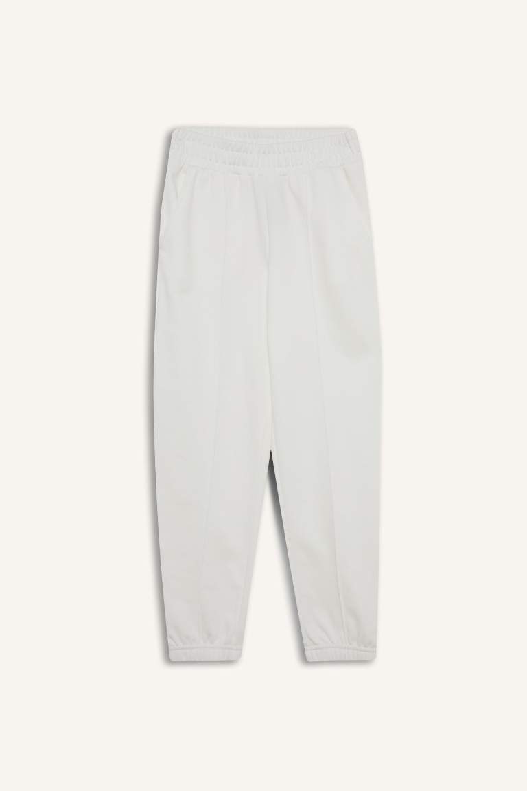 Kız Çocuk Beli Lastikli Basic Düz Jogger Eşofman Altı