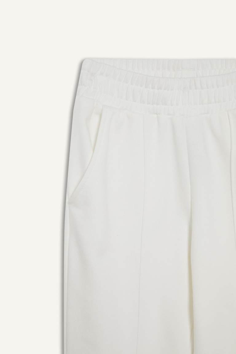 Kız Çocuk Beli Lastikli Basic Düz Jogger Eşofman Altı