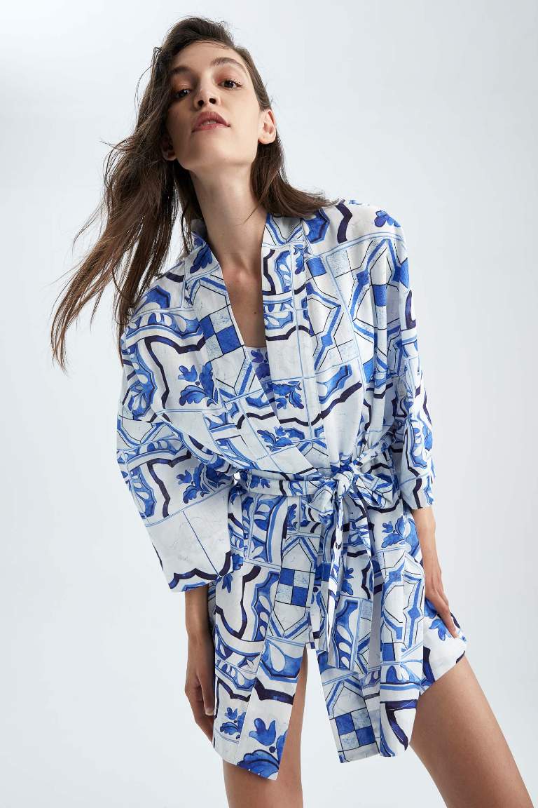 Nefes İstanbul X Defacto Desenli %100 Pamuk Kimono