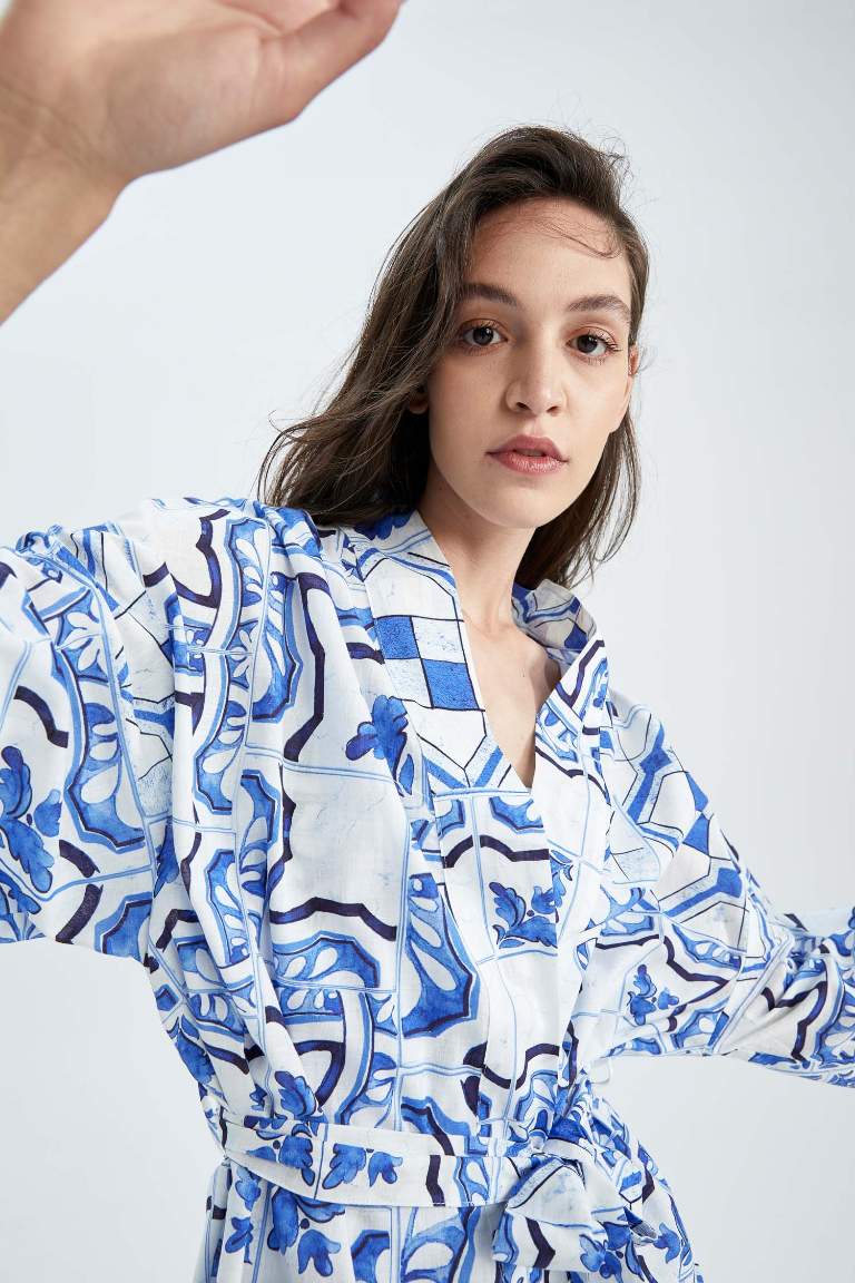 Nefes İstanbul X Defacto Desenli %100 Pamuk Kimono