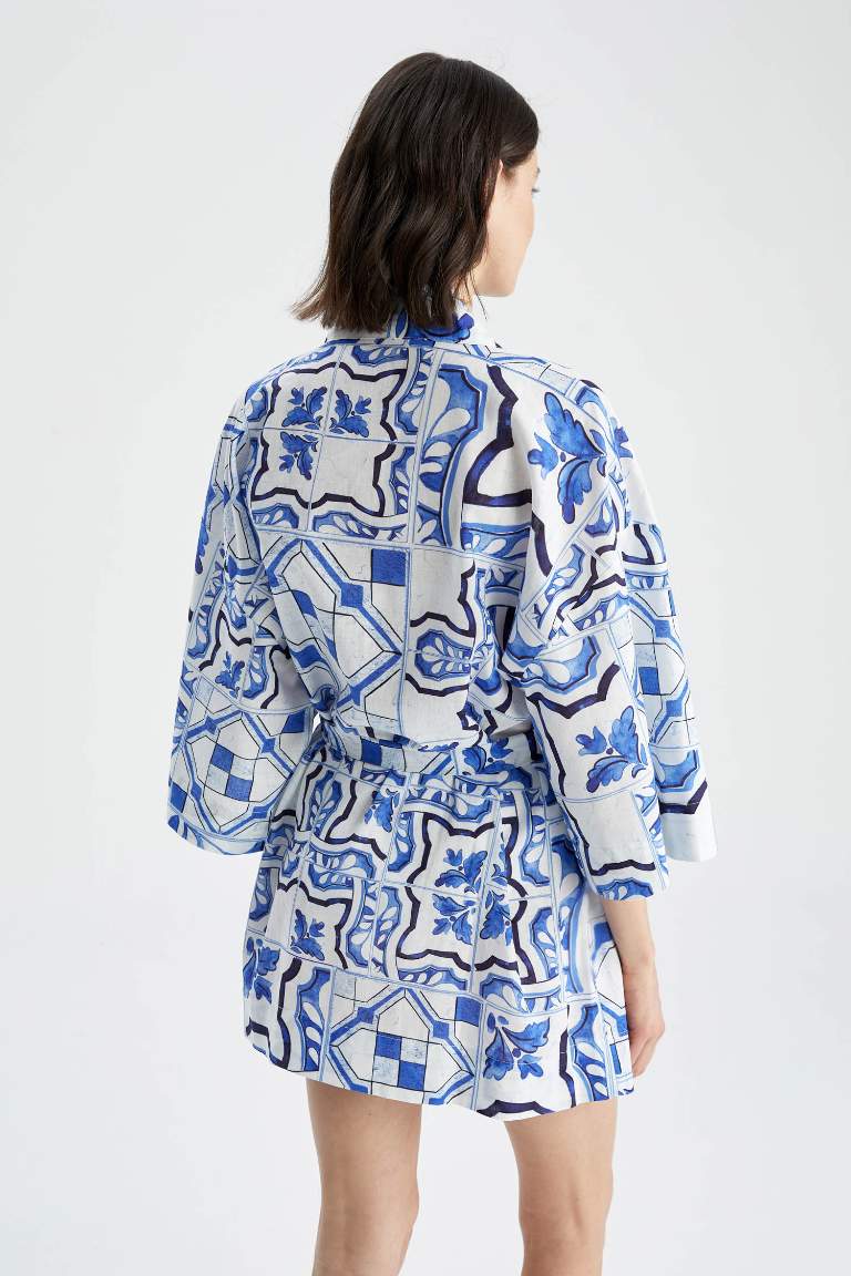 Nefes İstanbul X Defacto Desenli %100 Pamuk Kimono