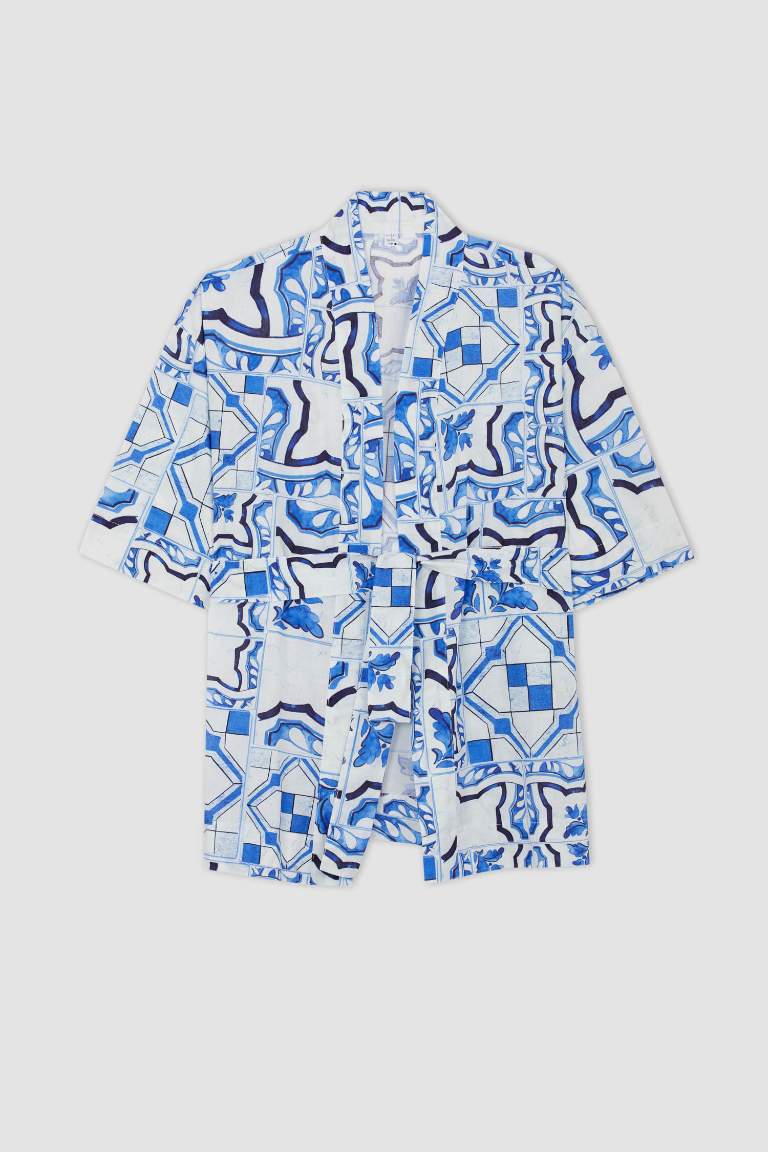 Nefes İstanbul X Defacto Desenli %100 Pamuk Kimono