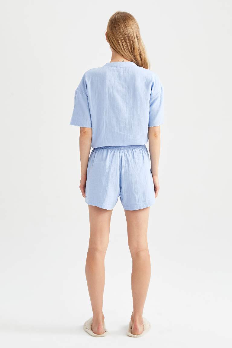 Fall in Love Regular Fit Müslin Şort Pijama %100 Pamuk Altı