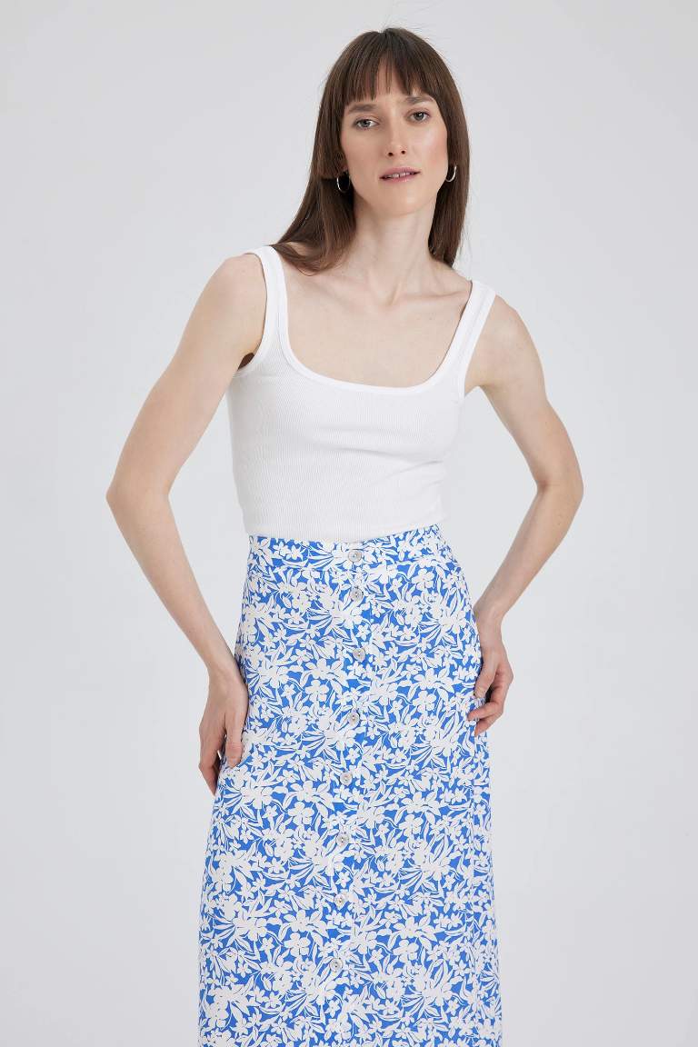 Slim Fit Dar Kesim Kare Yaka Fitilli Kaşkorse Atlet