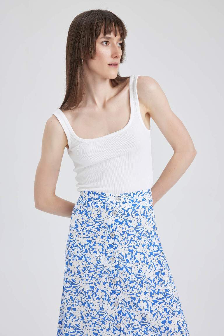 Slim Fit Dar Kesim Kare Yaka Fitilli Kaşkorse Atlet