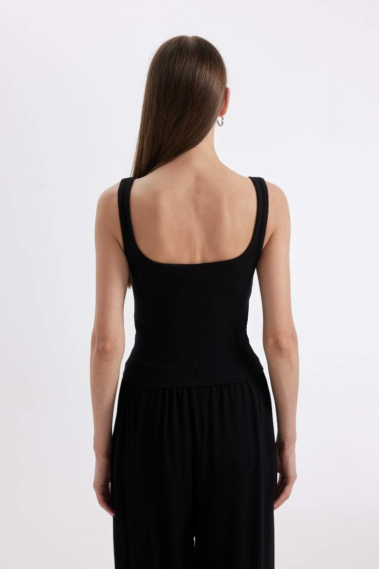 Slim Fit Square Neck Ribbed Tank Top