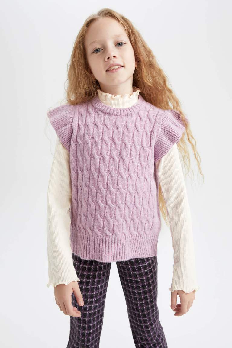 Girl Regular Fit Crew Neck Sweater Vest