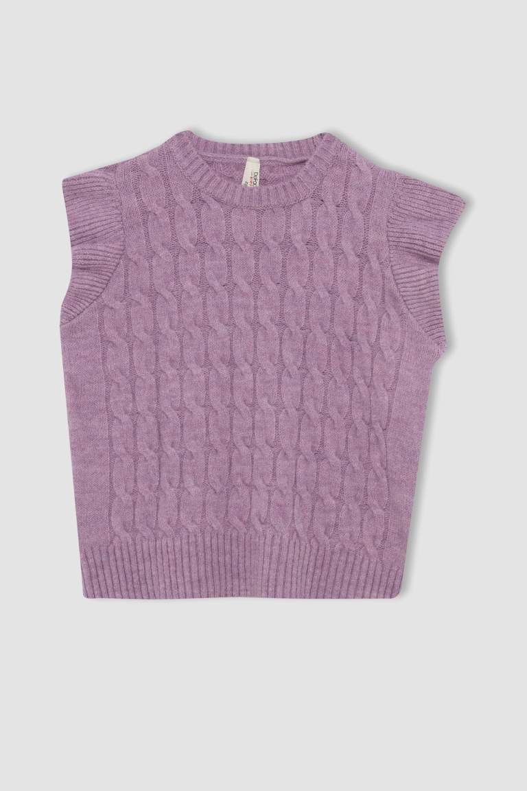 Girl Regular Fit Crew Neck Sweater Vest