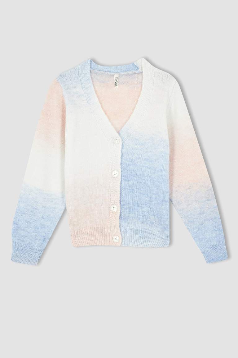 Kız Çocuk Regular Fit V Yaka Triko Hırka