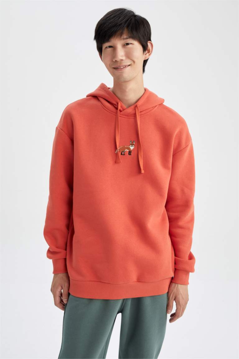 Orange MAN Boxy Fit Printed Long Sleeve Sweatshirt 2631397 | DeFacto