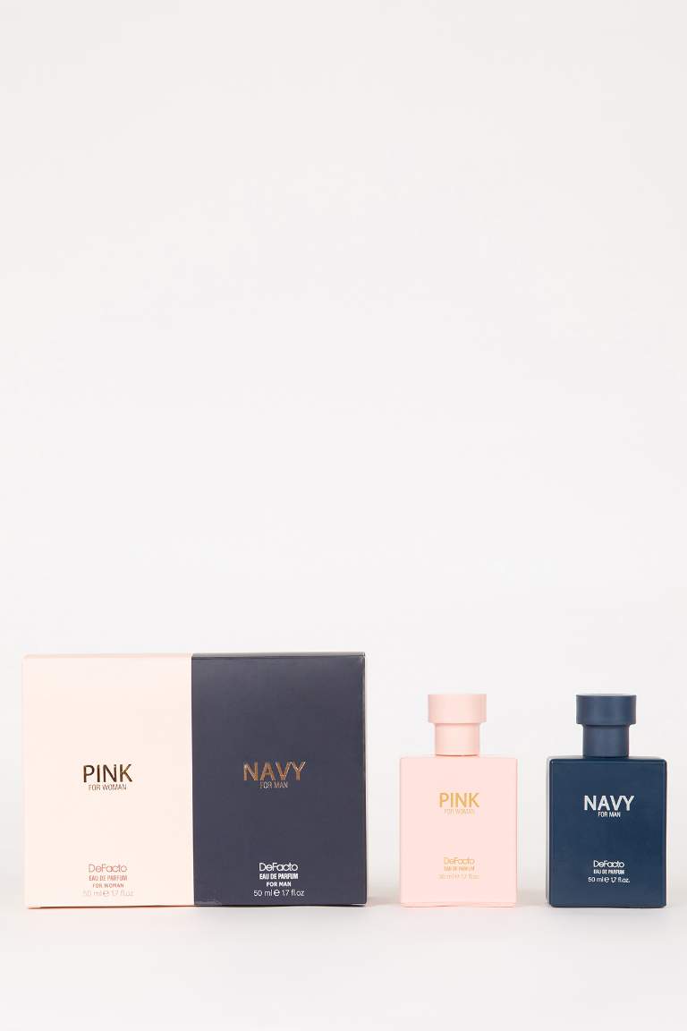 Erkek Navy & Kadın Pink 2'li Set Parfüm 50 ml