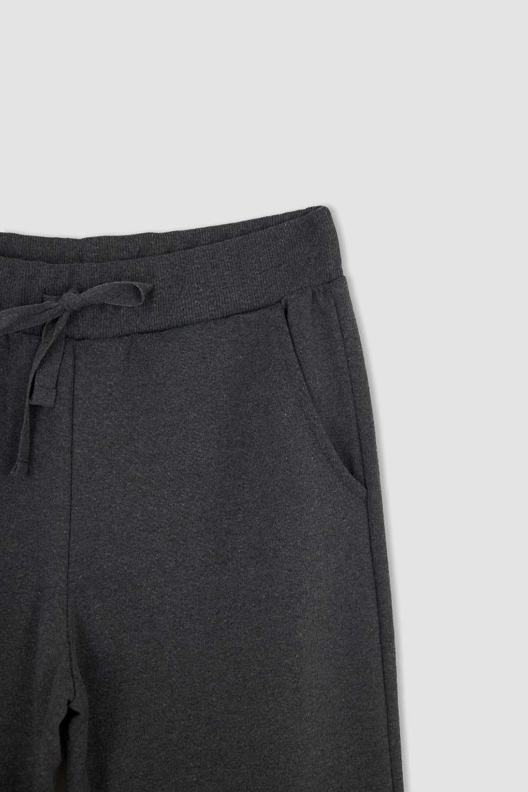 بنطال رياضي بيزك بقصة عادية بجيب من نسيج السويت شيرت الرفيع