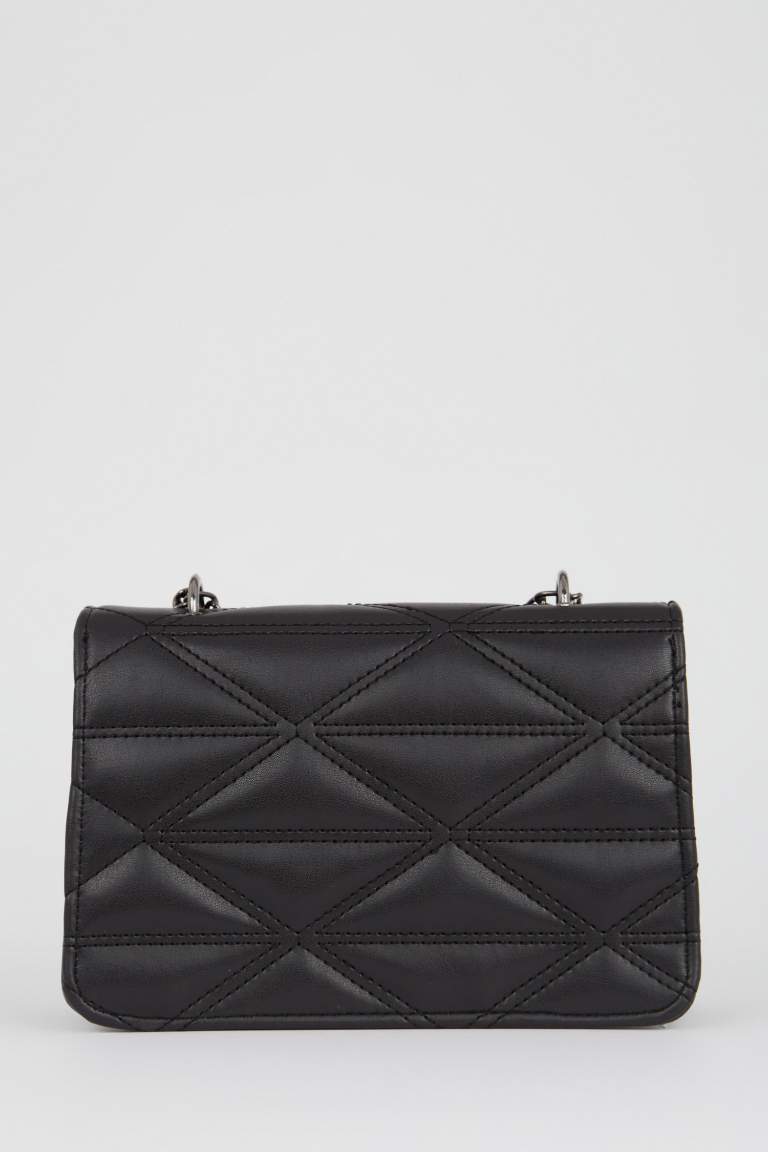Women's Quilted Chain Embroidered Faux Leather Shoulder Bag