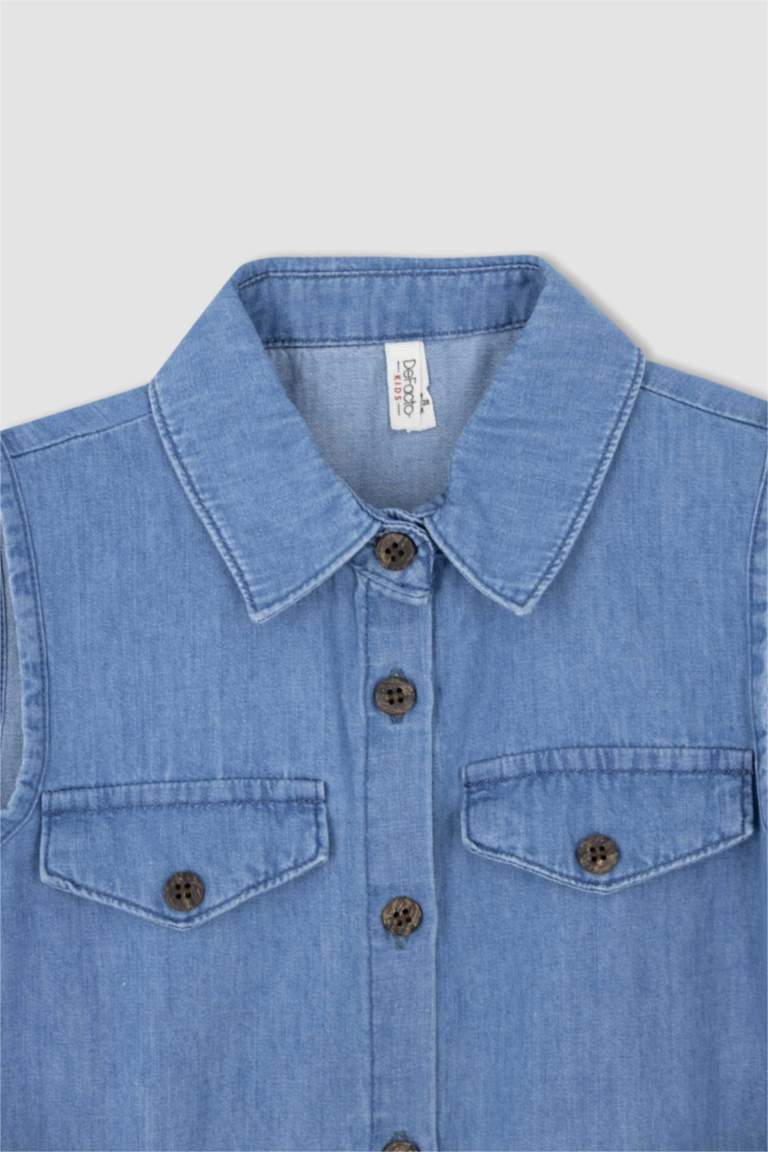 فستان جينز بناتي بدون أكمام