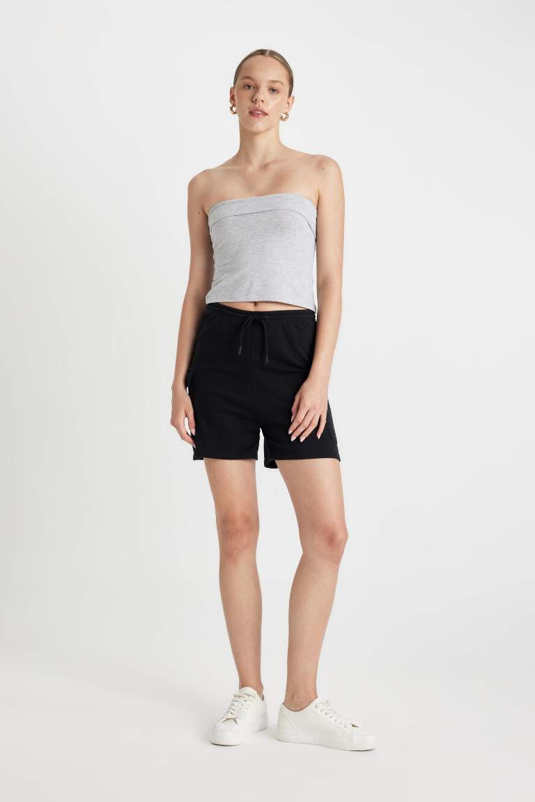 Regular Fit Thin Sweatshirt Fabric Regular Hem Shorts