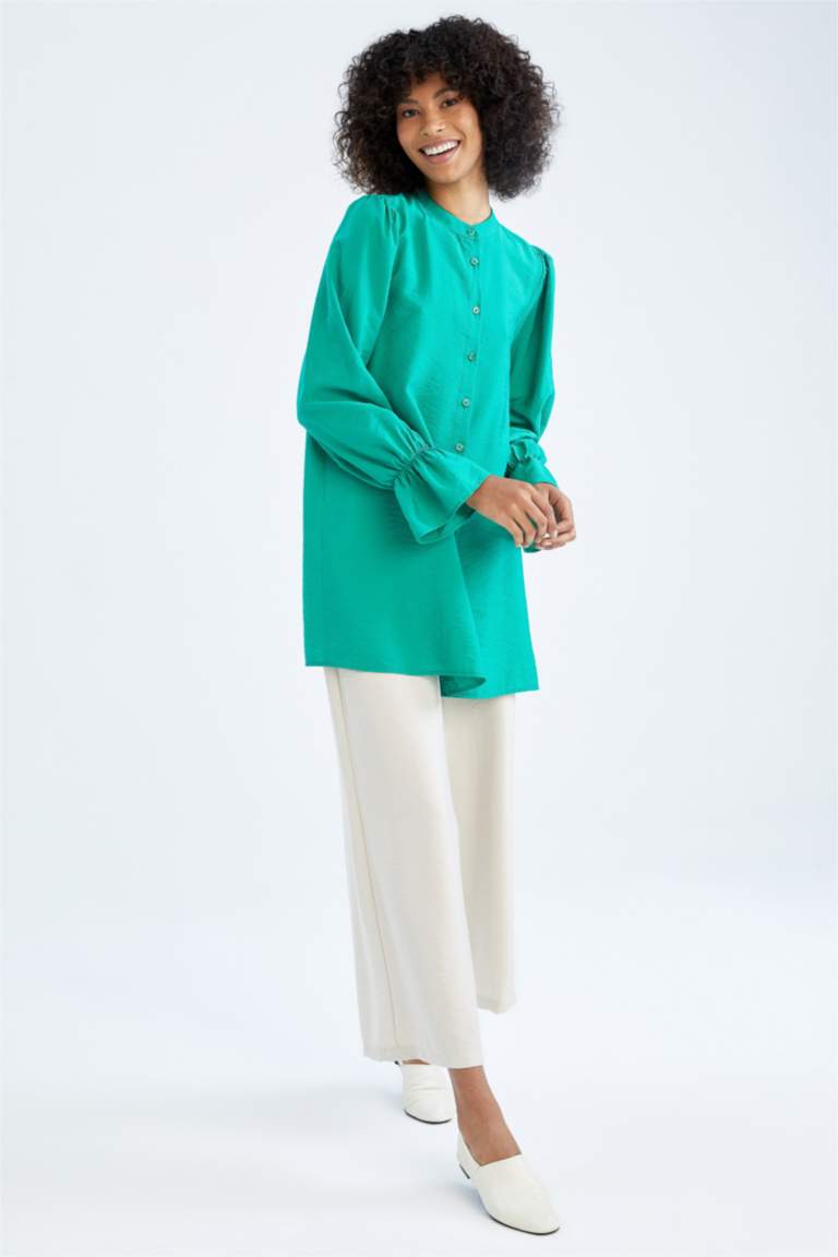 Beige Woman Wide Leg Viscose Trousers 2641159 DeFacto