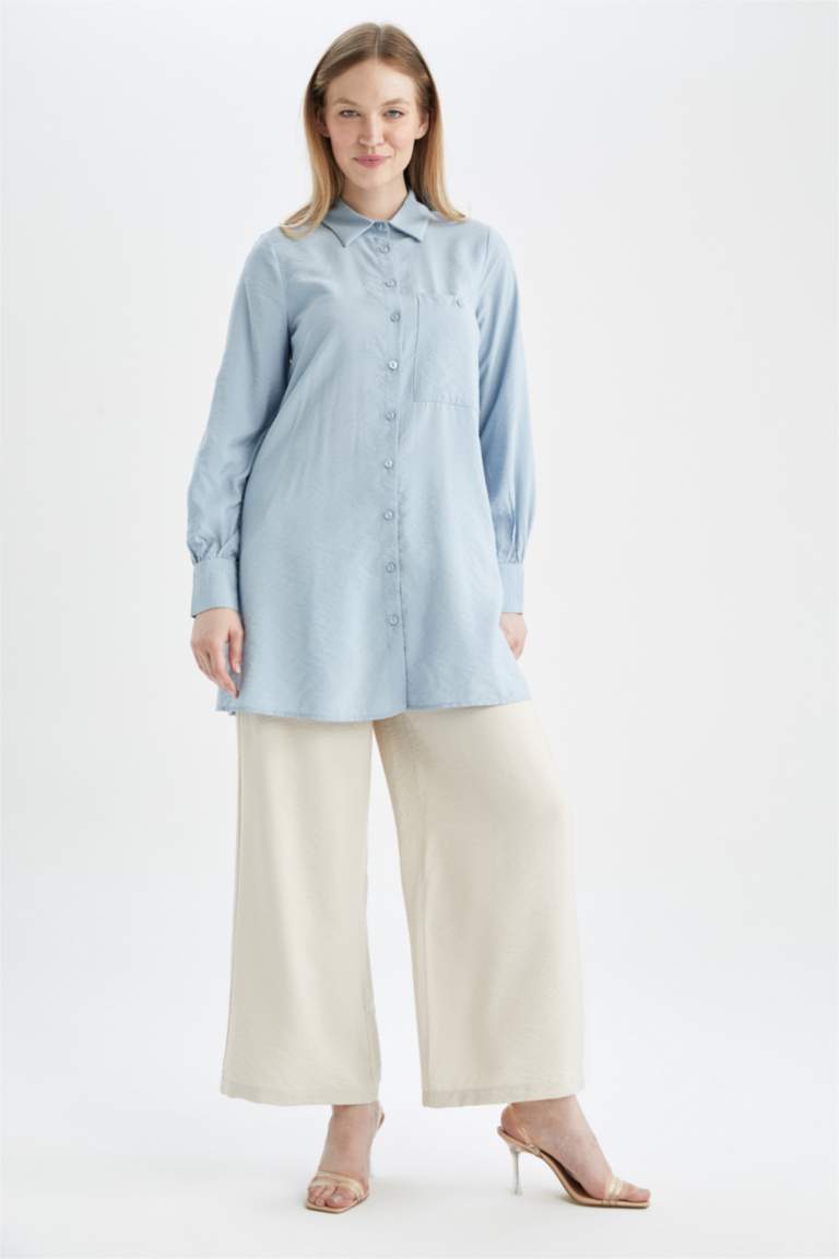 Beige Woman Wide Leg Viscose Trousers 2641159 DeFacto