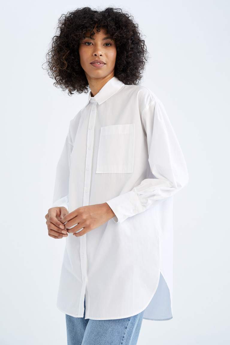 Relax Fit Basic Long Sleeve Shirt Tunic