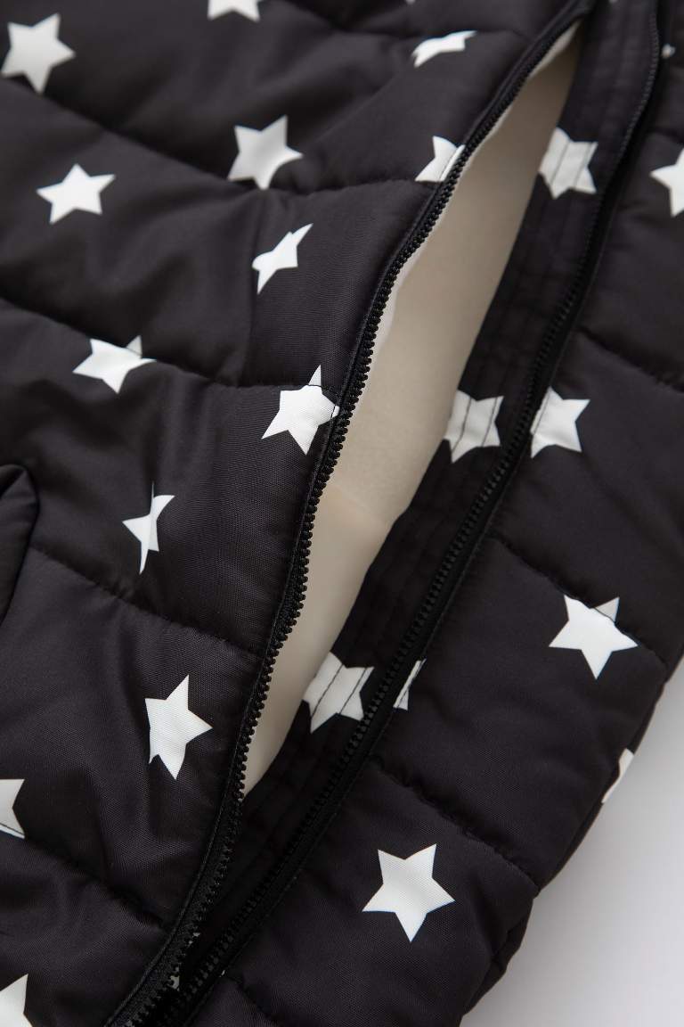 Boy Waterproof Patterned Polar Lined Jumpsuit Puffer Jacket