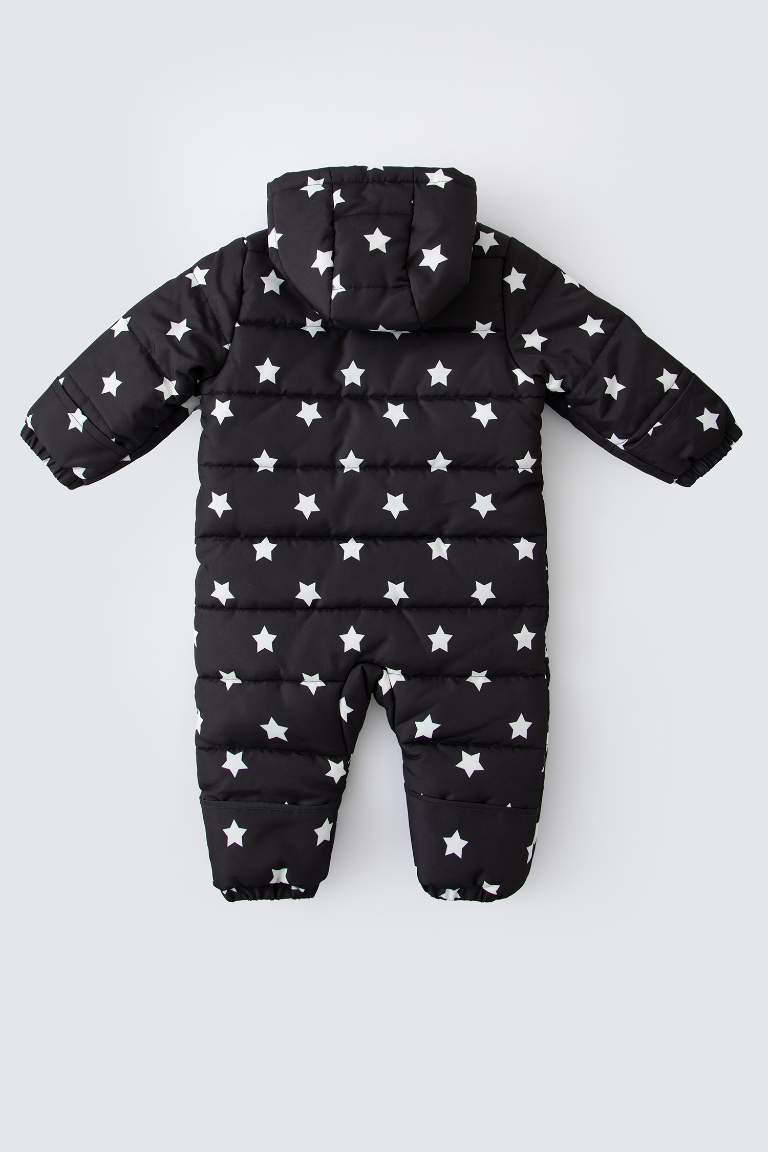Boy Waterproof Patterned Polar Lined Jumpsuit Puffer Jacket