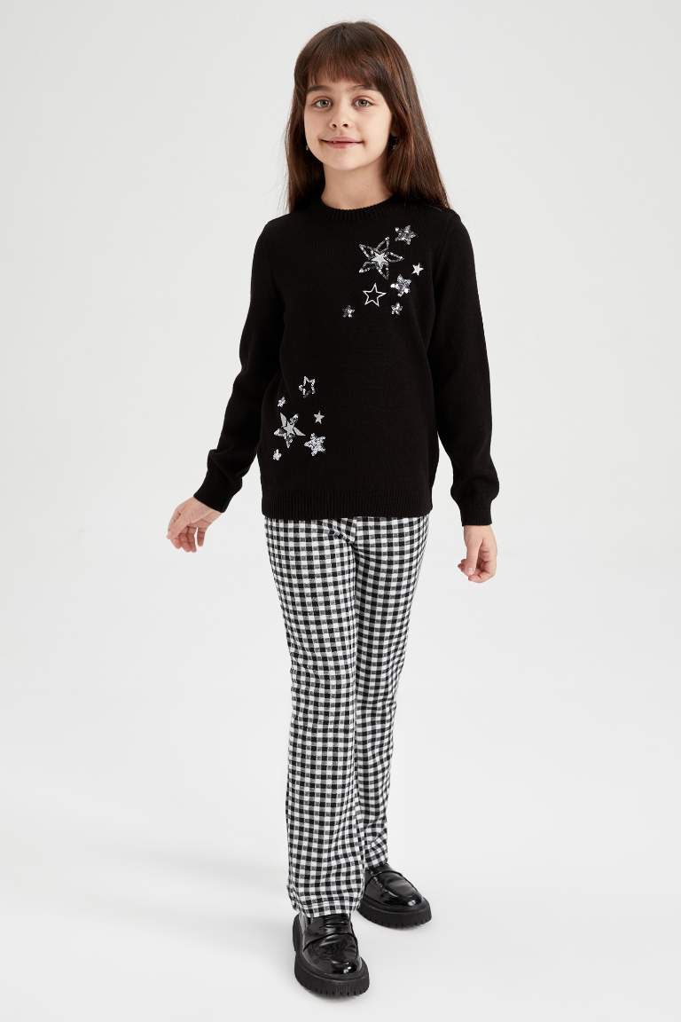 Kız Çocuk Regular Fit Bisiklet Yaka Kazak