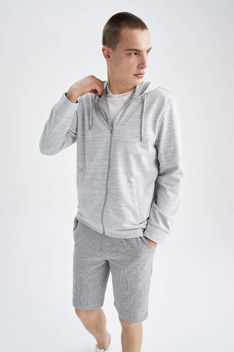 Regular Fit Kapüşonlu Fermuarlı Sweatshirt