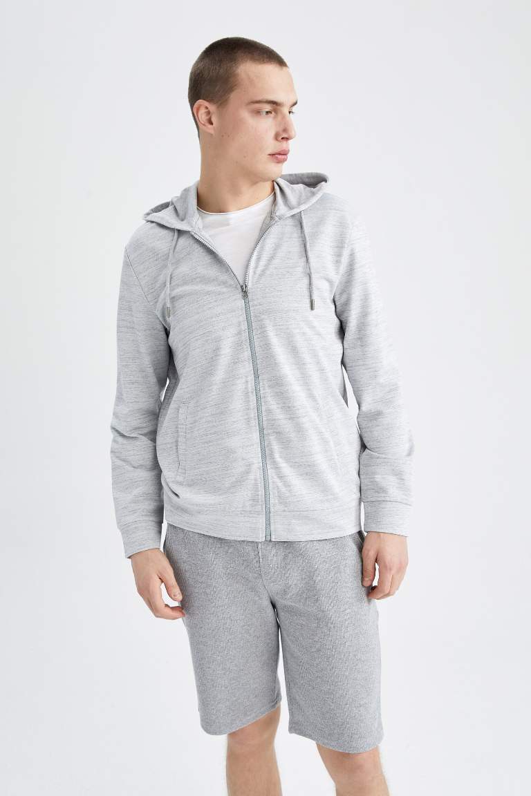 Regular Fit Kapüşonlu Fermuarlı Sweatshirt