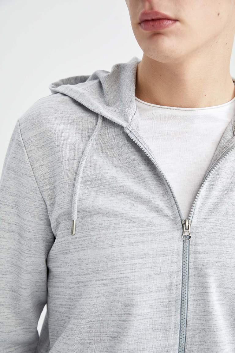 Regular Fit Kapüşonlu Fermuarlı Sweatshirt