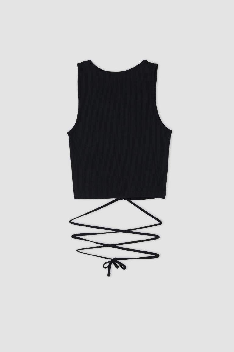 Coool Fitted Crew Neck Lace-Up Singlet