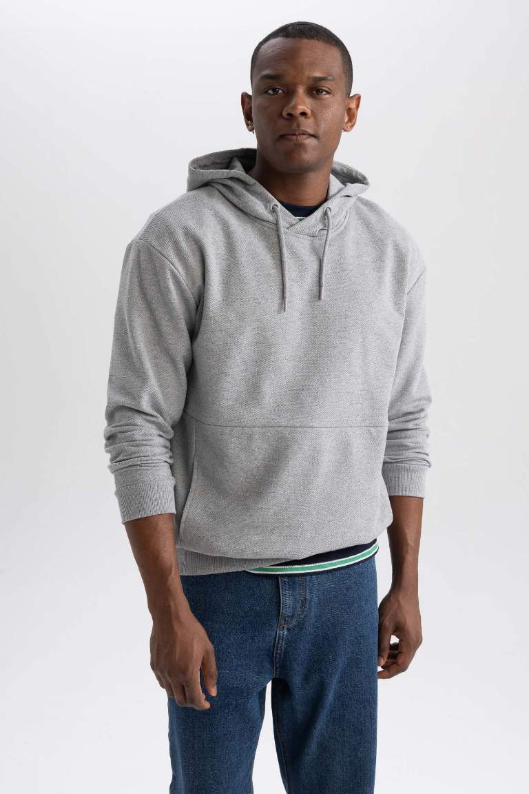 Boxy Fit Kapüşonlu Pike Sweatshirt