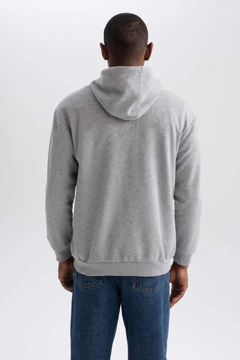 Boxy Fit Kapüşonlu Pike Sweatshirt