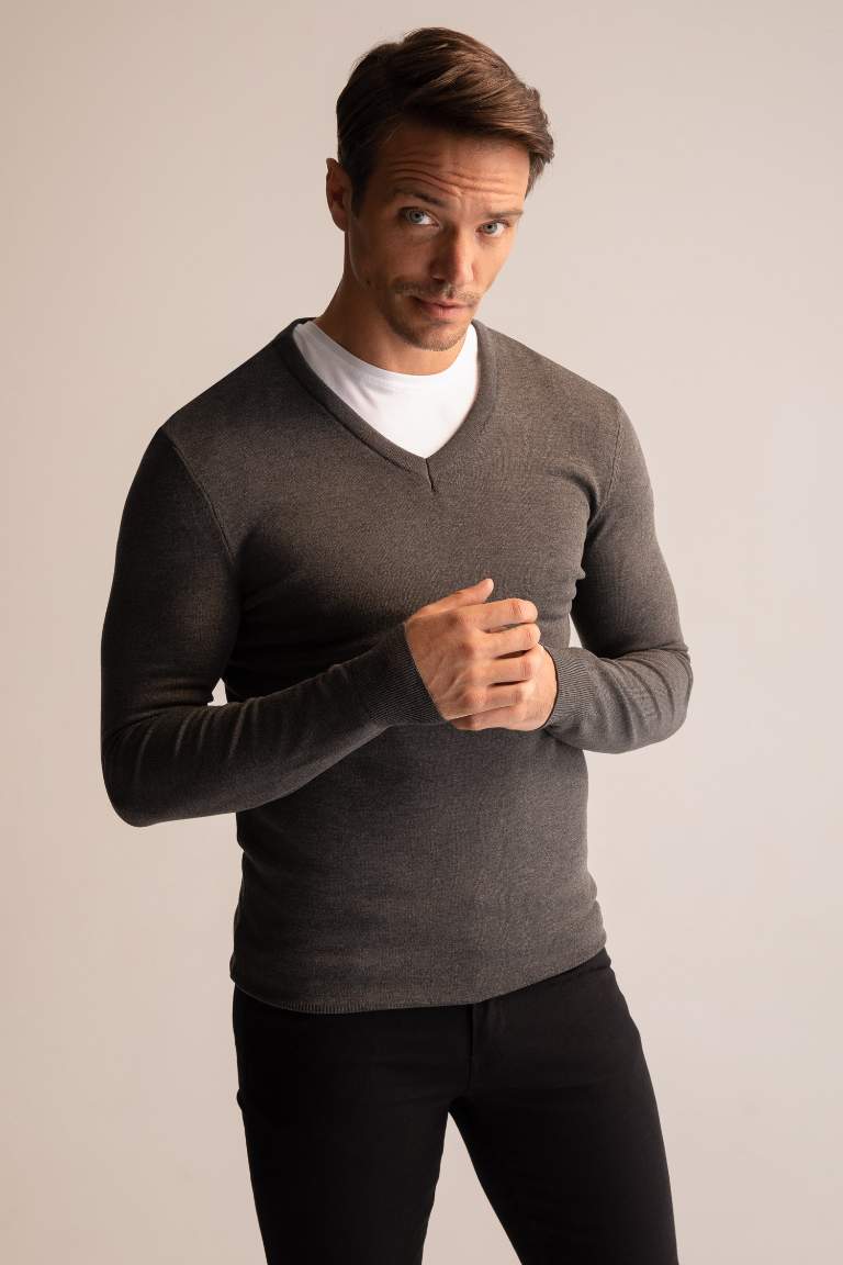 Premium Regular Fit V Yaka Triko Kazak