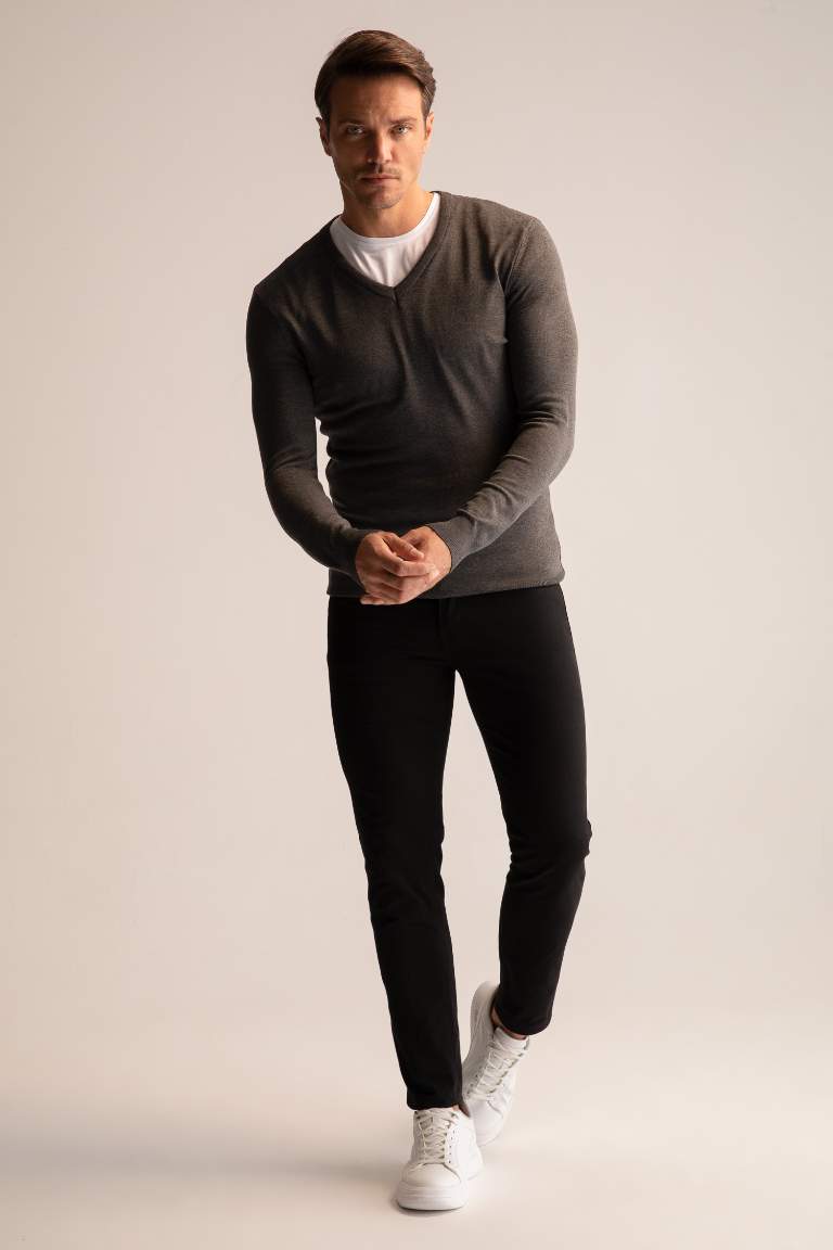 Premium Regular Fit V Yaka Triko Kazak