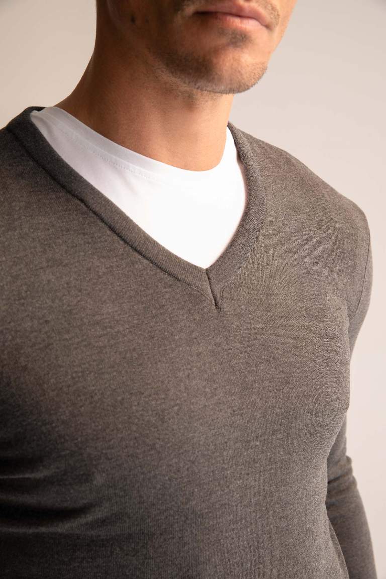 Premium Regular Fit V Yaka Triko Kazak