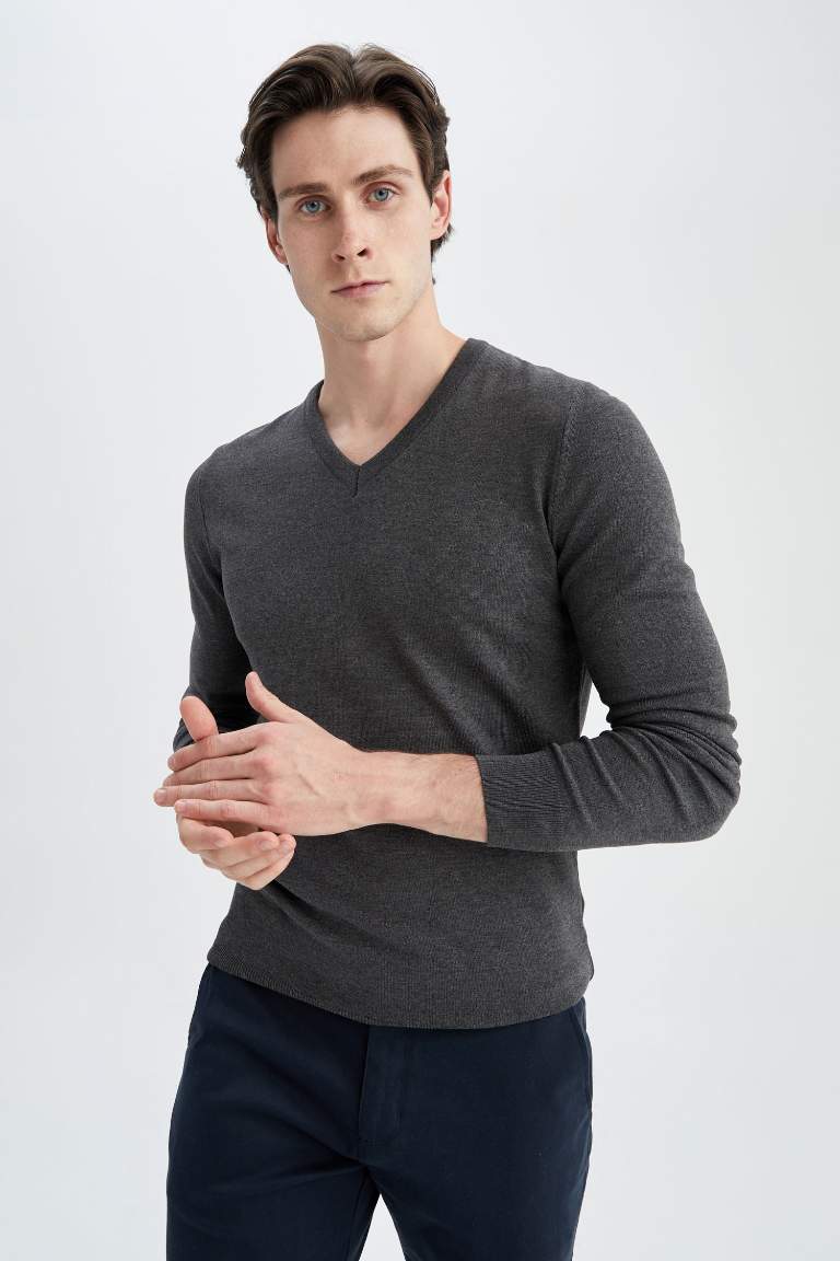 Premium Regular Fit V Yaka Triko Kazak